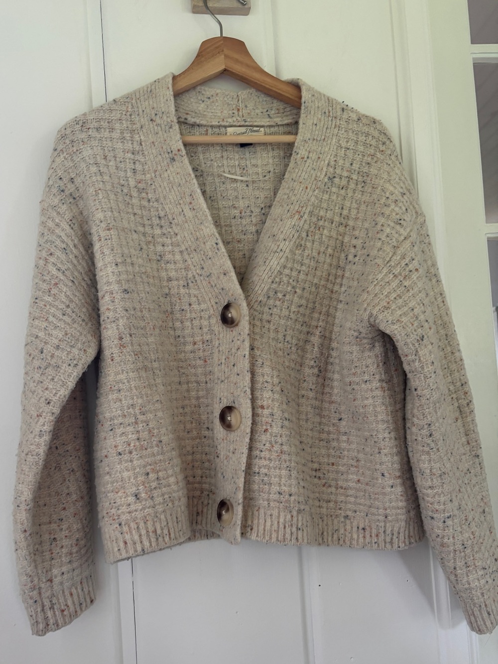 Universal Thread Cream Speckled Button-Up Cardigan